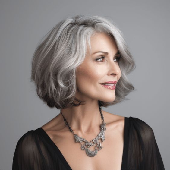 The Silver Vixen: Layered Bob with a Modern Twist