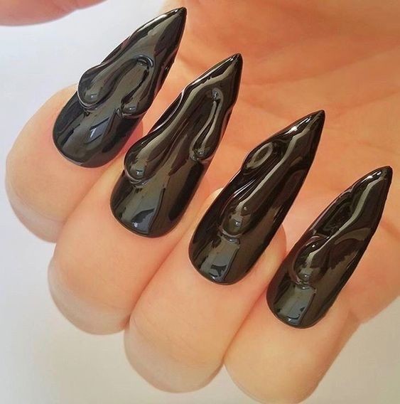 Gothic Black Cherry Nails: