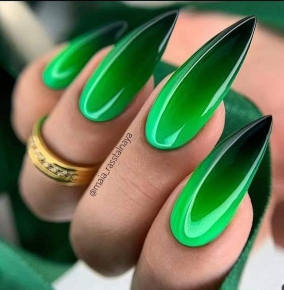 Lime Green Gradient Nails