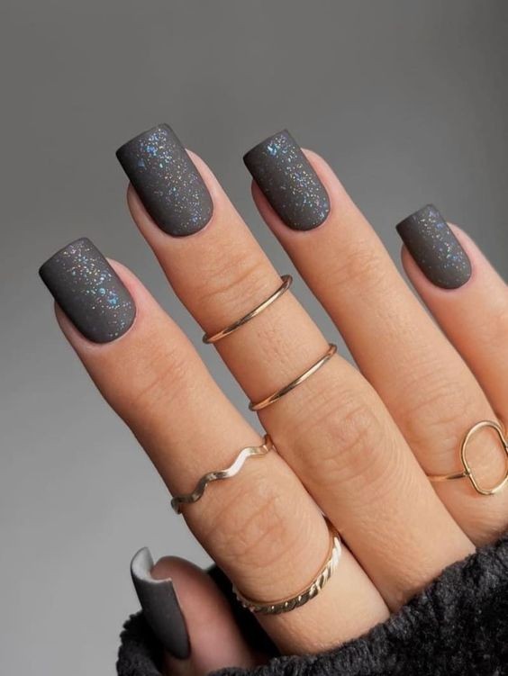 Smoky Charcoal Nails: