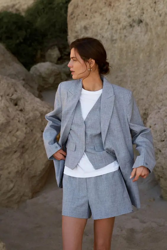 Chic and Modern: The Light Grey Short Fall Jacket