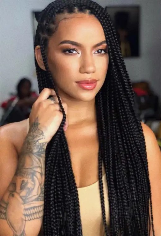 Knotless Braids with Side Swept: