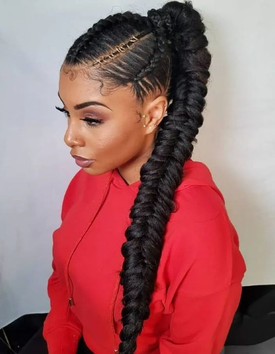 Fishtail Braid Afro Ponytail