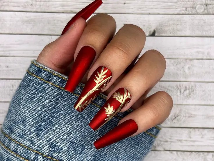 Negative Space Red Nails with Chrome Accents: