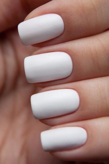 Matte White Gel Nails: