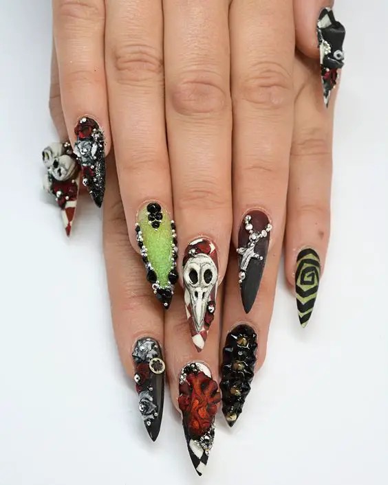 Cemetery Scene Nails: