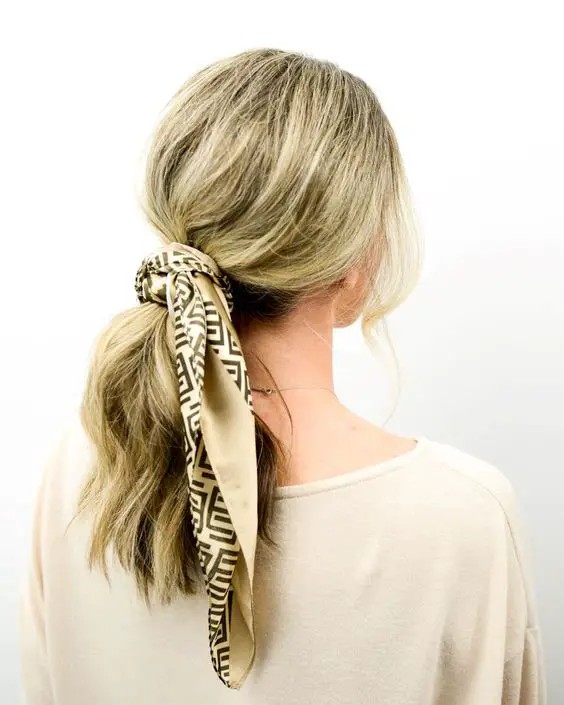 Wrapped Ponytail with a Scarf