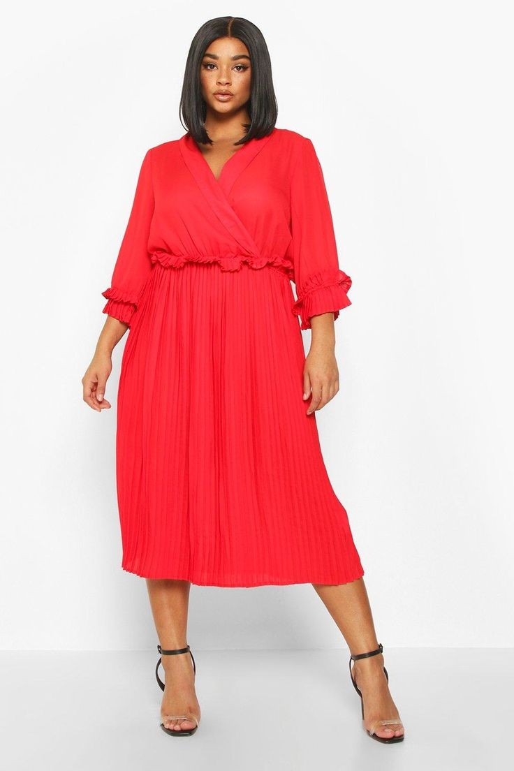 Pleated Midi Dress: