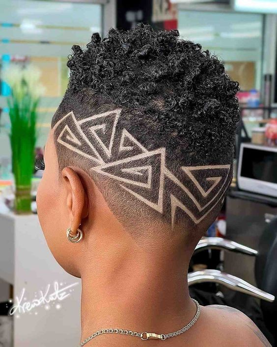 Tapered Afro with Design