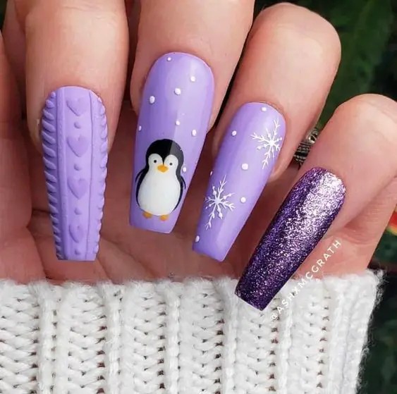 Frosted Lilac Nails