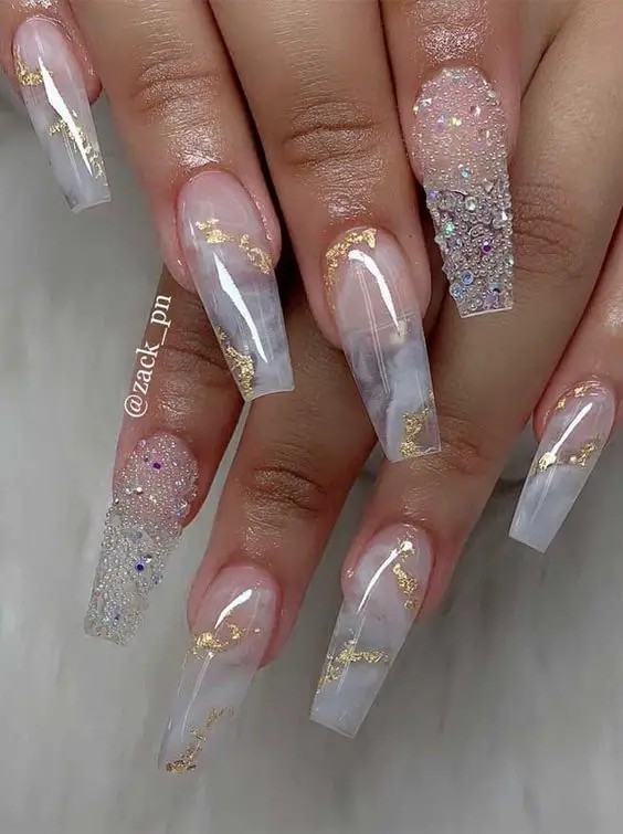 Crystal-Inspired Coffin Nails: