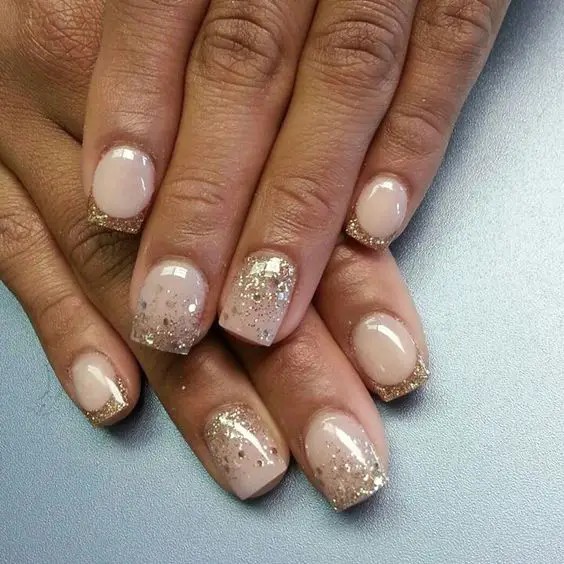 Short Gel Nails with Glitter Accents: