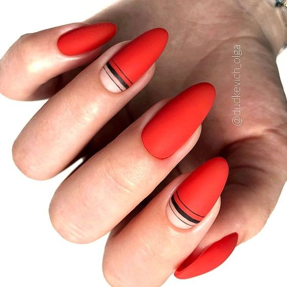 Matte Red Nails: