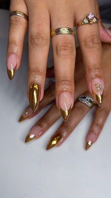 Gold Chrome French Tips: