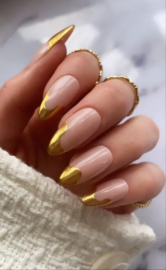 Gold Foil French Nails