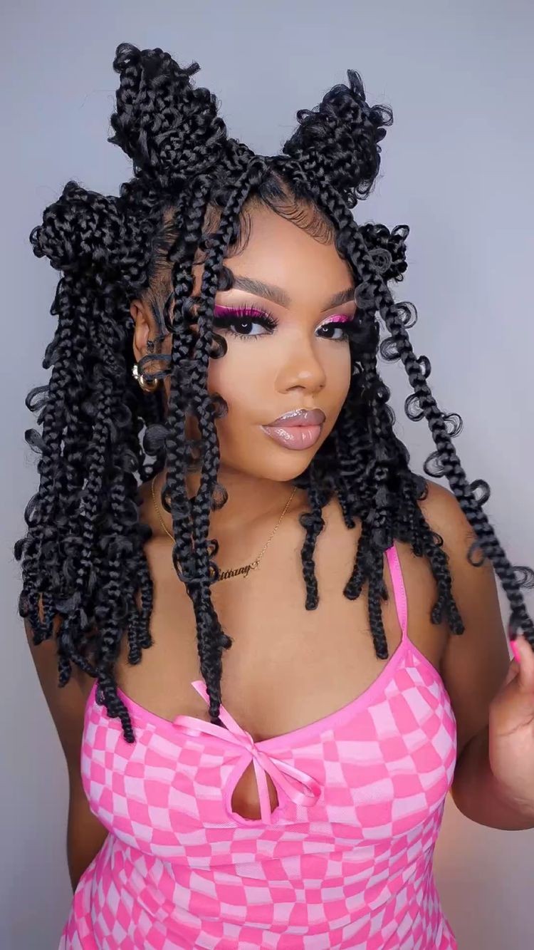 Box Braids Puff Ponytail