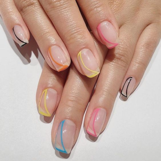 French Tips with Negative Space Accents: