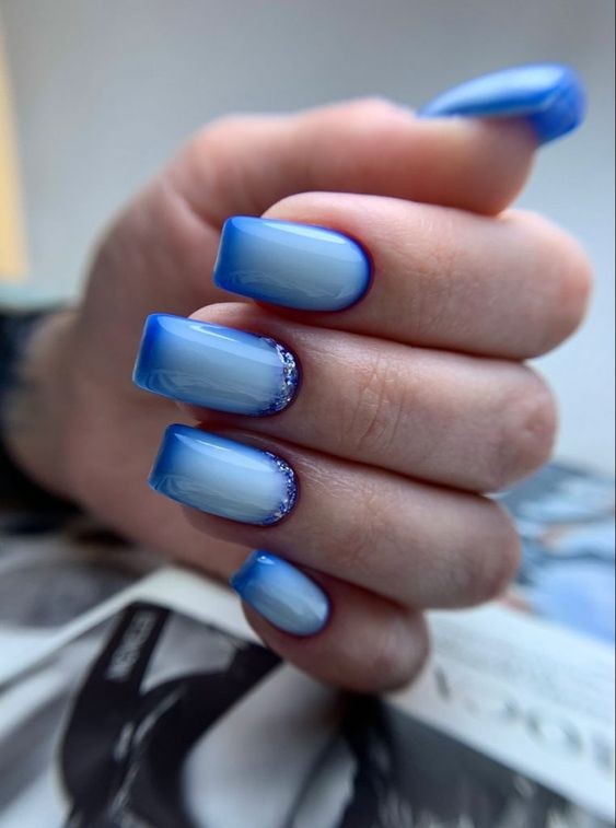 Gradient Glamour: Blue Ombré Sparkle