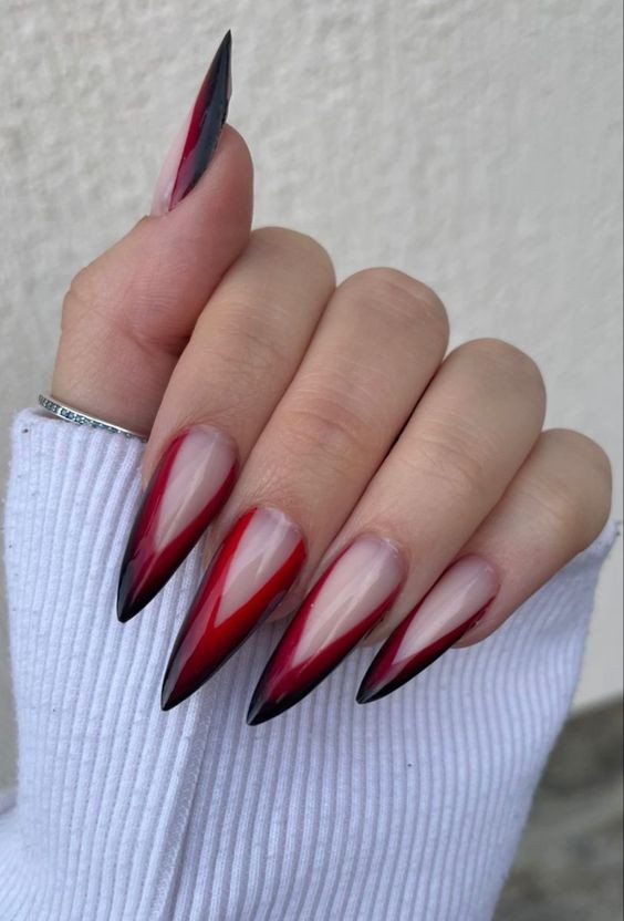 French Tips with Stiletto Nails: