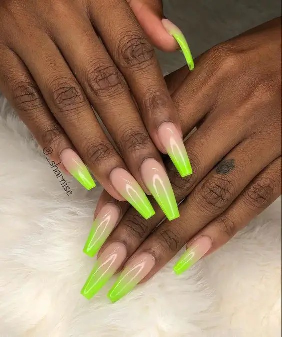 Lime Green Ombre Nails: