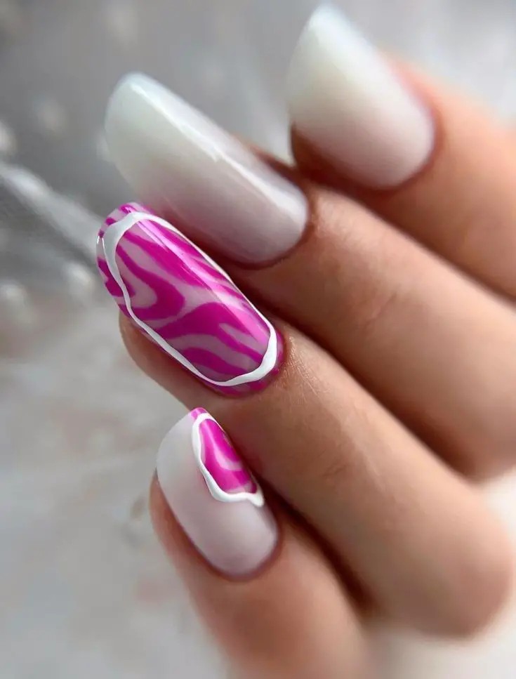 Whimsical Waves of Pink and White