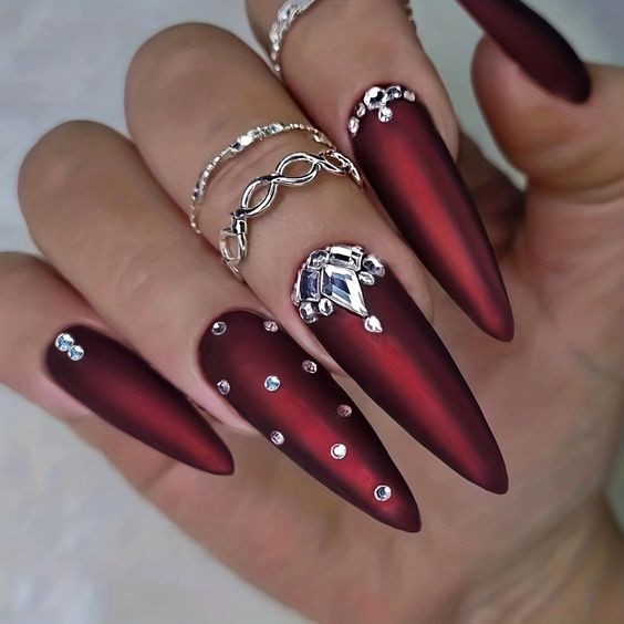 Matte Red Chrome Nails: