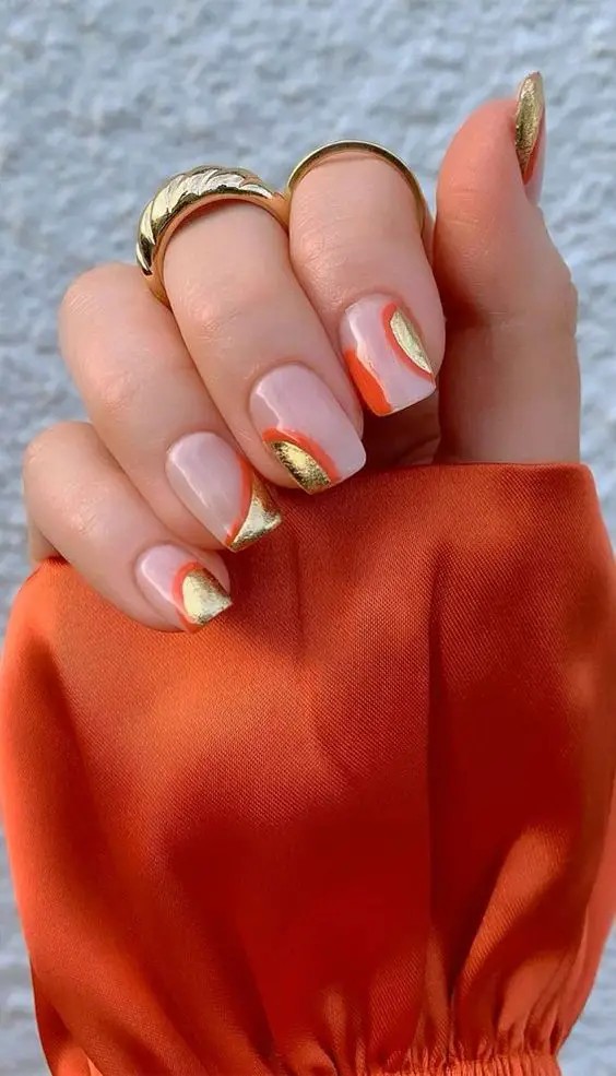 Fall Leaves French Nails