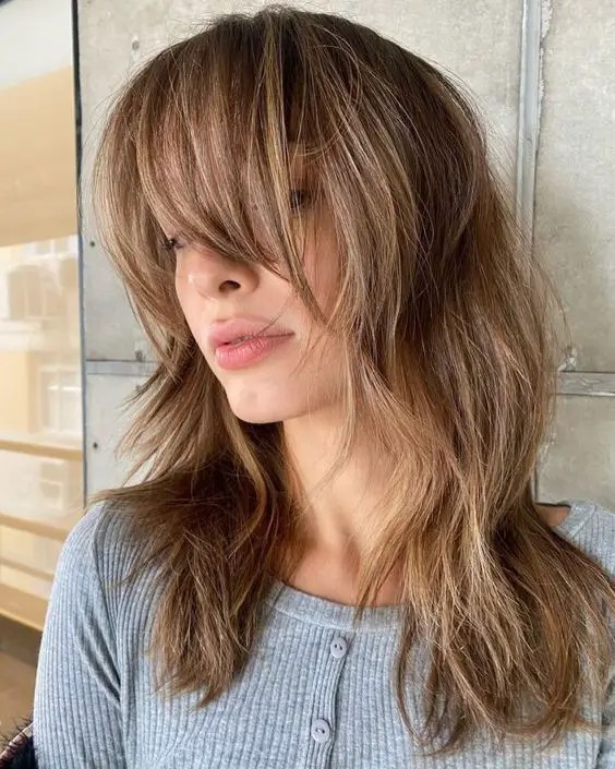 Layered Shag with Side-Swept Bangs