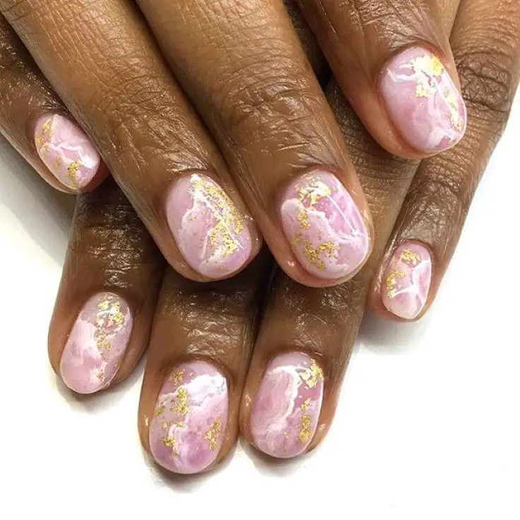 Pink Marble Nail Art: