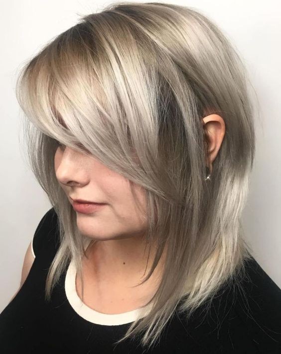 Side-Swept Bangs with Layered Bob: