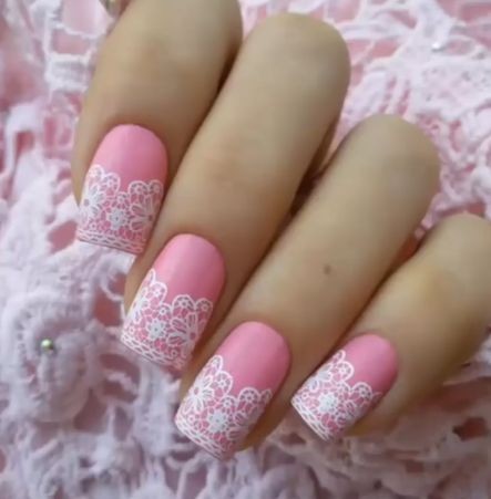 Pastel and Lace Nail Art: