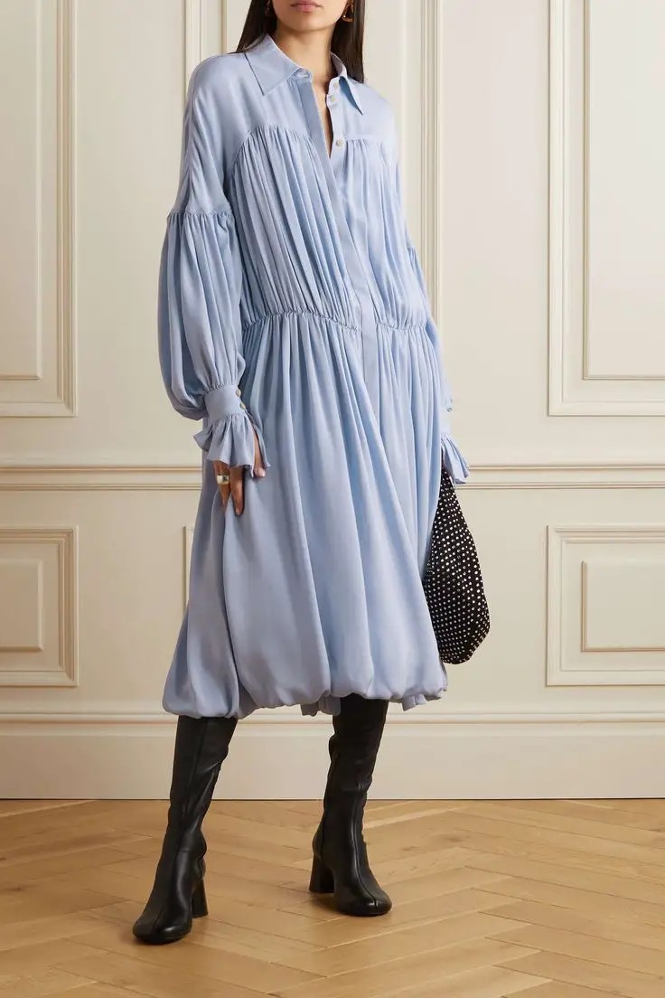 Pleated Shirt Dress