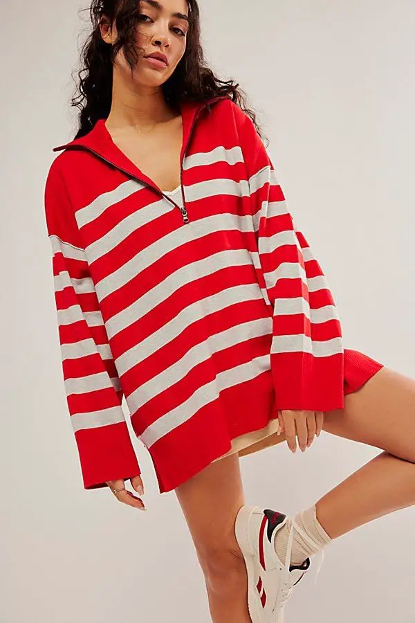 Sporty Stripes with a Pop of Red