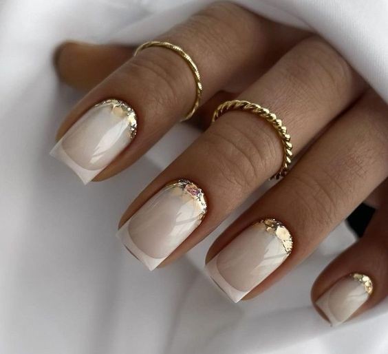 French Tips with Foil Accents: