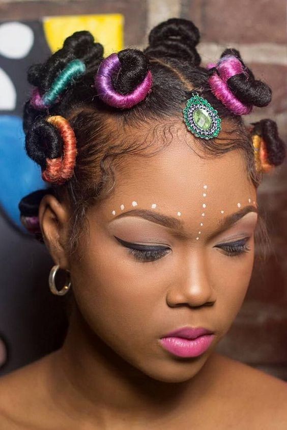 Bantu Knots with a Pop of Color