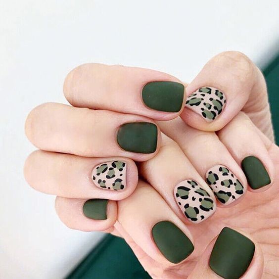 Olive Green and Leopard Print: