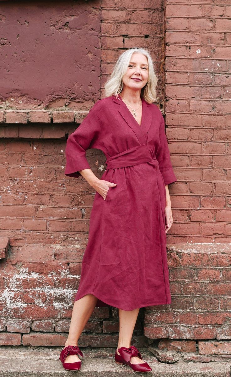 Tie-Front Linen Dress