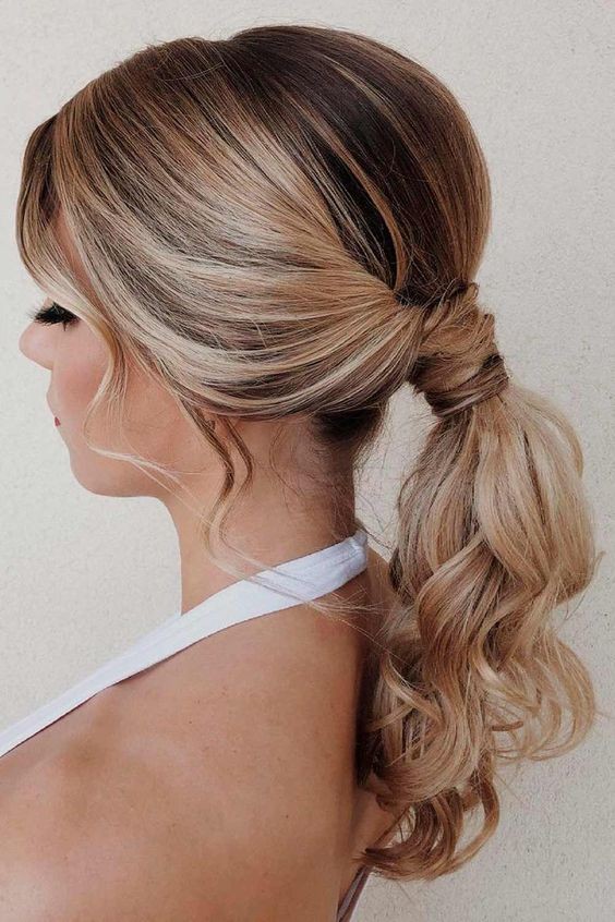 Low Ponytail with Baby Bangs