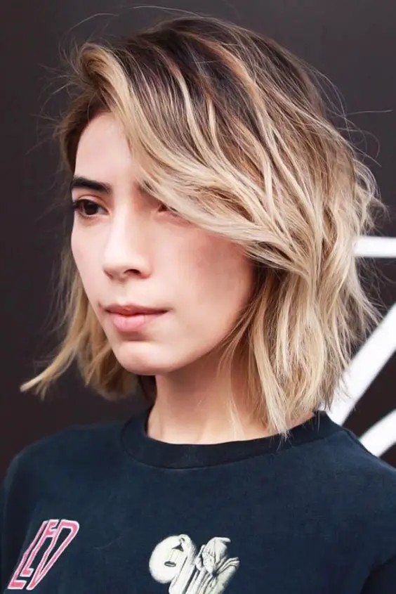 Layered Shaggy Bob with Balayage