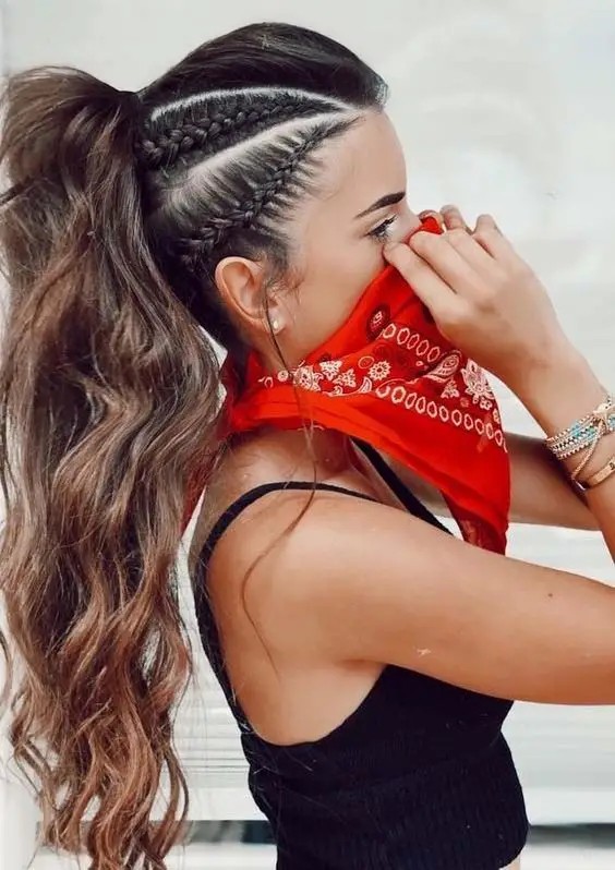 Cornrow Ponytail with Curls