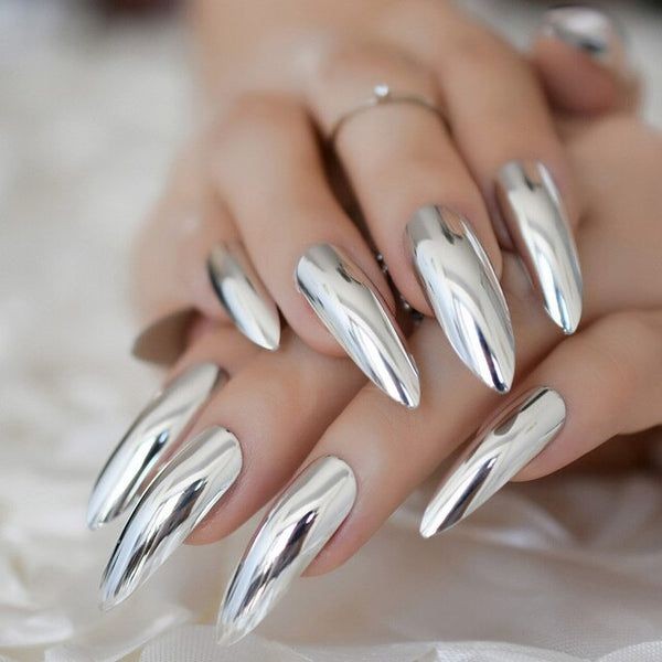 Gunmetal Chrome Coffinletto Nails