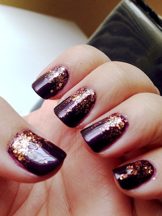 Rich Maroon to Gold Glitter