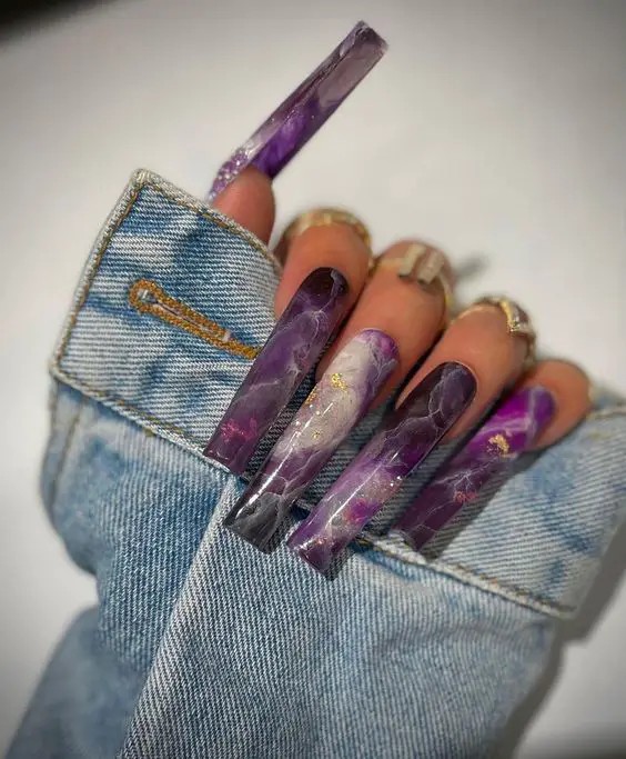 Amethyst Gemstone Nails