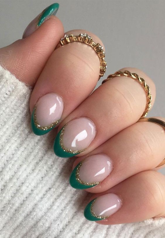 French Nails with Glitter Tips: