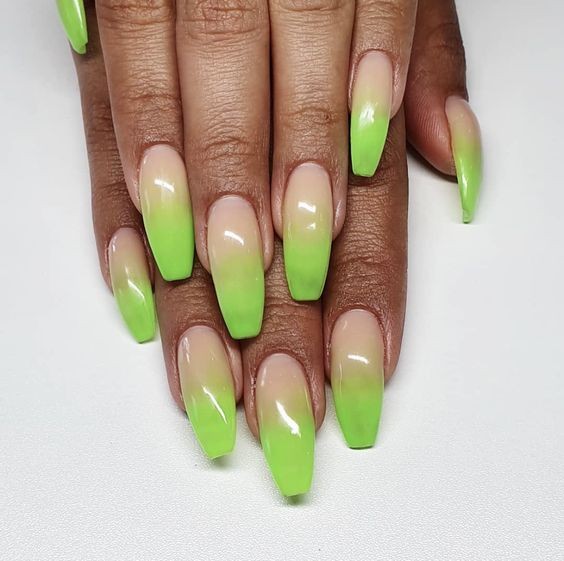 Neon Green Ombré Nails: