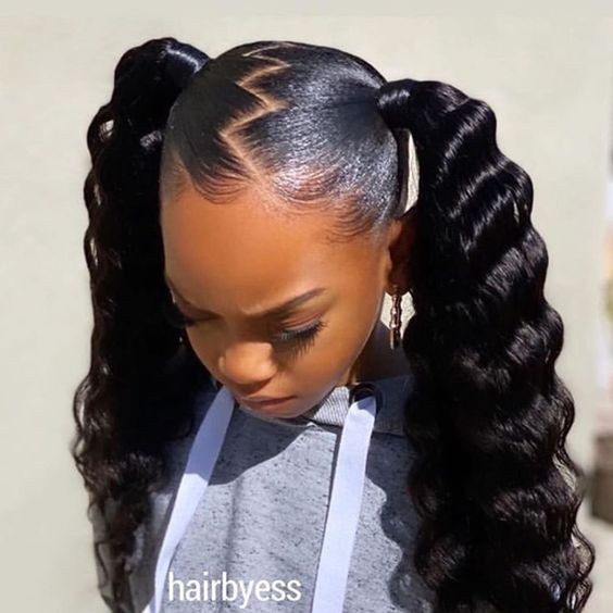 Zigzag Parting Afro Ponytail