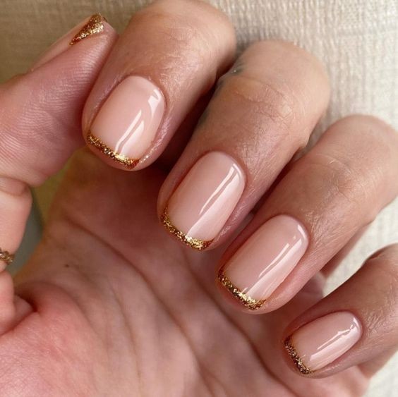 Gold-Tipped French Nails: