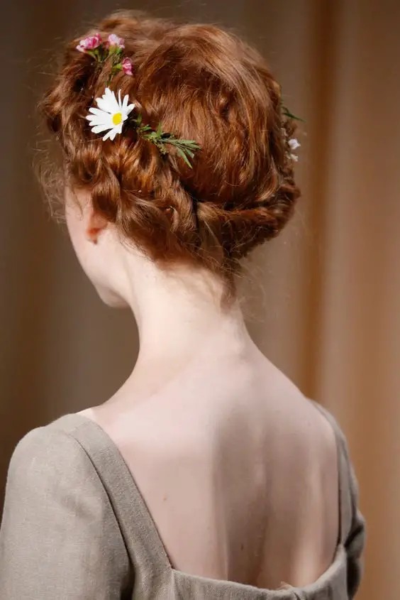 The Rustic Redhead: A Halo of Braid and Blooms