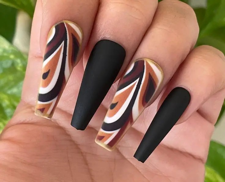 Tribal Print Coffin Nails: