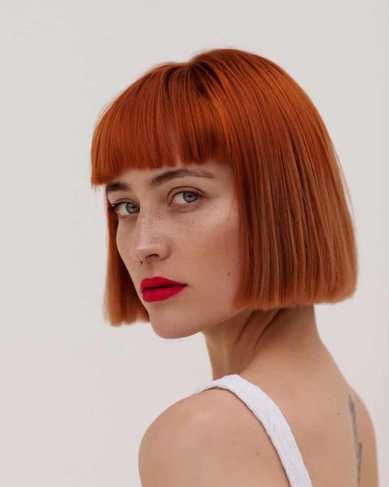 Sleek Bob with Straight-Across Bangs